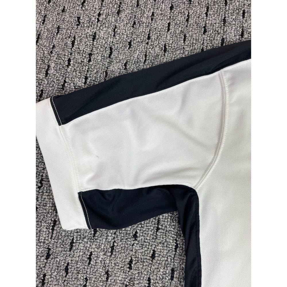 Reebok Play‎ Dry Large White Black Polo Zip-Up - Picture 3 of 11
